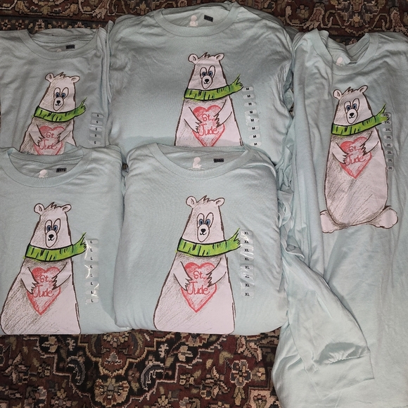 St Jude Tops - Women's Long Sleeve Tee - Light Blue Polar Bear Design